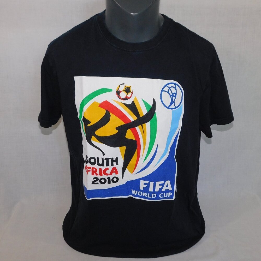 2010 FIFA World Cup Soccer South Africa Black Graphic T Shirt Mens L